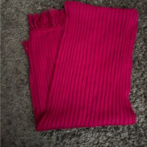 Women’s Vintage Aris Bright Pink Ribbed Scarf with Fringe